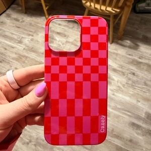 Casetify Vibrant Red and Pink Checkered Case